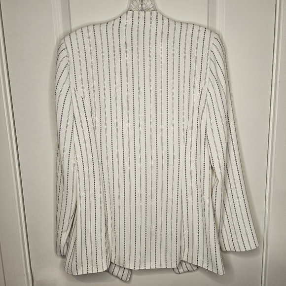 Chico’s White Black Striped Open Front Blazer Jacket Size 4/6 Capsule Wardrobe - Picture 5 of 11